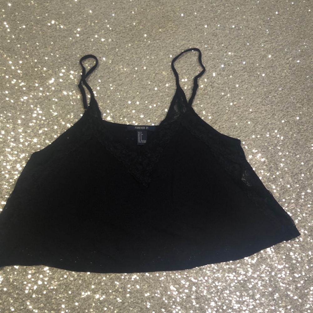 Elegant Black Lace Trim Top